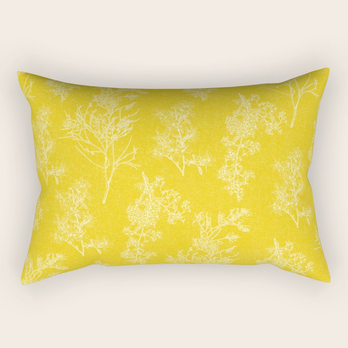 Vintage Style Botanical Cottage Textured Pattern in Yellow Rectangular Pillow Gallery Image 2