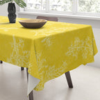 Vintage Style Botanical Cottage Textured Pattern in Yellow Tablecloth Gallery Image 3