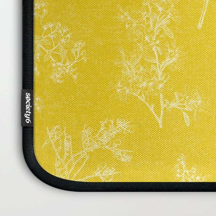 Vintage Style Botanical Cottage Textured Pattern in Yellow Laptop Sleeve Gallery Image 3