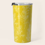 Vintage Style Botanical Cottage Textured Pattern in Yellow Travel Mug Gallery Image 3
