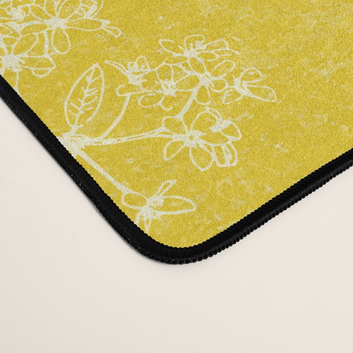 Vintage Style Botanical Cottage Textured Pattern in Yellow Desk Mat Gallery Image 4