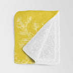 Vintage Style Botanical Cottage Textured Pattern in Yellow Throw Blanket Gallery Image 3