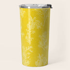 Vintage Style Botanical Cottage Textured Pattern in Yellow Travel Mug Gallery Image 2