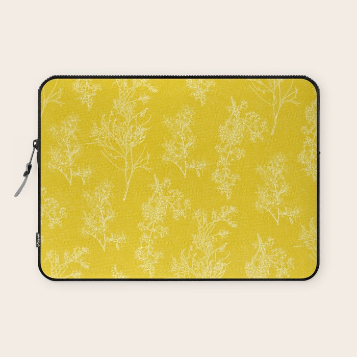 Vintage Style Botanical Cottage Textured Pattern in Yellow Laptop Sleeve Gallery Image 1