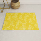 Vintage Style Botanical Cottage Textured Pattern in Yellow Rug Gallery Image 1