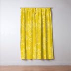 Vintage Style Botanical Cottage Textured Pattern in Yellow Window Curtain Gallery Image 3