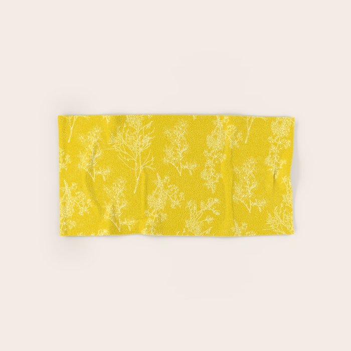 Vintage Style Botanical Cottage Textured Pattern in Yellow Bath Towel Gallery Image 1
