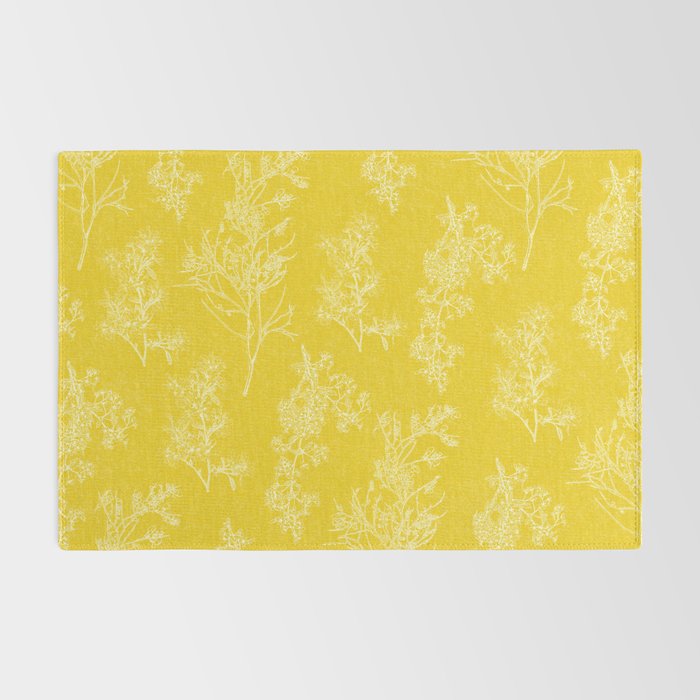 Vintage Style Botanical Cottage Textured Pattern in Yellow Rug Gallery Image 2