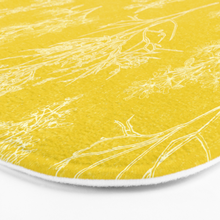 Vintage Style Botanical Cottage Textured Pattern in Yellow Bath Mat Gallery Image 3