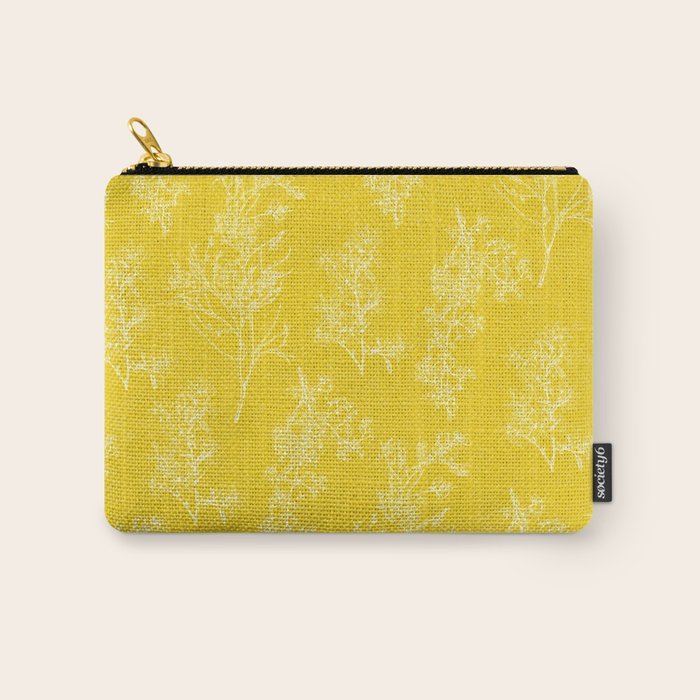 Vintage Style Botanical Cottage Textured Pattern in Yellow Carry All Pouch Gallery Image 1