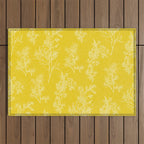 Vintage Style Botanical Cottage Textured Pattern in Yellow Outdoor Rug Gallery Image 1