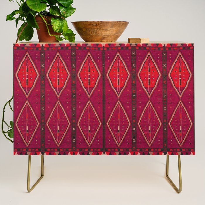 The Crimson Symmetry Handwoven Tribal Kilim Art Credenza Gallery Image 1
