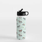Floral Horse Pattern, Flowers and Horses, Romantic Blue, Horse Decor, Horse Art Water Bottle Gallery Image 1