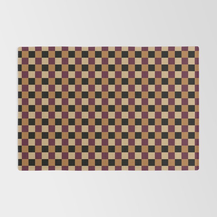Checkered Multicolor Pattern X Black Orange Berry Rug Gallery Image 2
