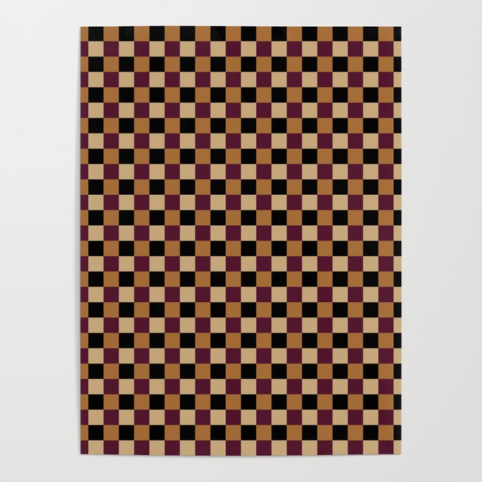 Checkered Multicolor Pattern X Black Orange Berry Poster Gallery Image 4