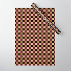 Checkered Multicolor Pattern X Black Orange Berry Wrapping Paper Gallery Image 1
