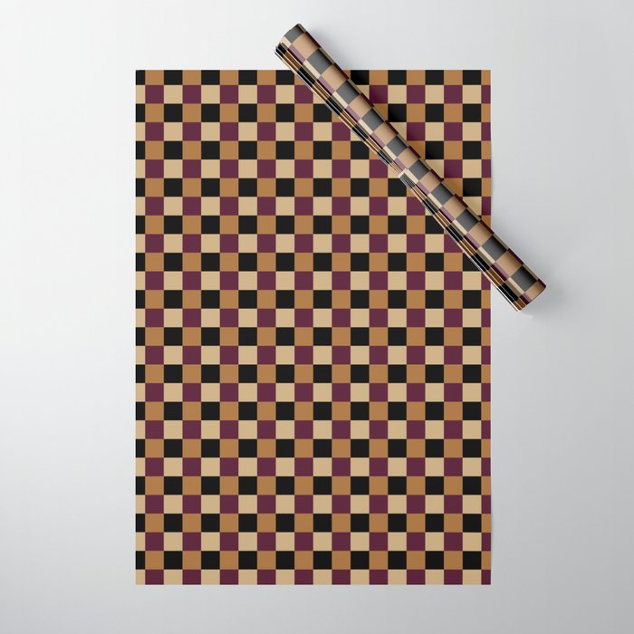 Checkered Multicolor Pattern X Black Orange Berry Wrapping Paper Gallery Image 1