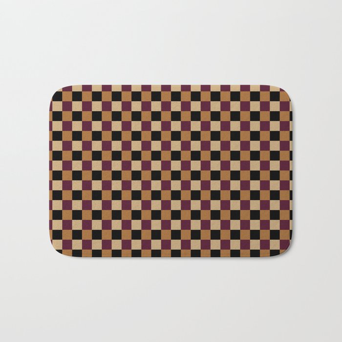 Checkered Multicolor Pattern X Black Orange Berry Bath Mat Gallery Image 1