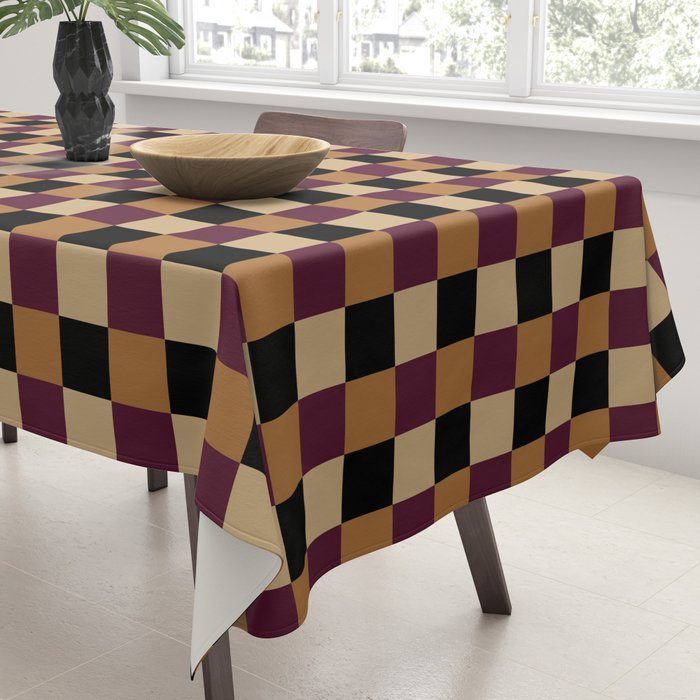Checkered Multicolor Pattern X Black Orange Berry Tablecloth Gallery Image 3