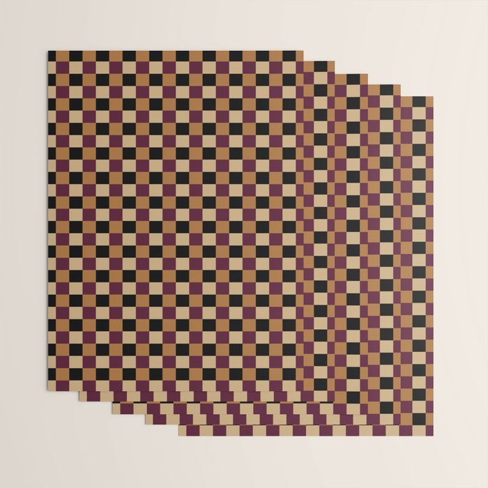 Checkered Multicolor Pattern X Black Orange Berry Wrapping Paper Gallery Image 3