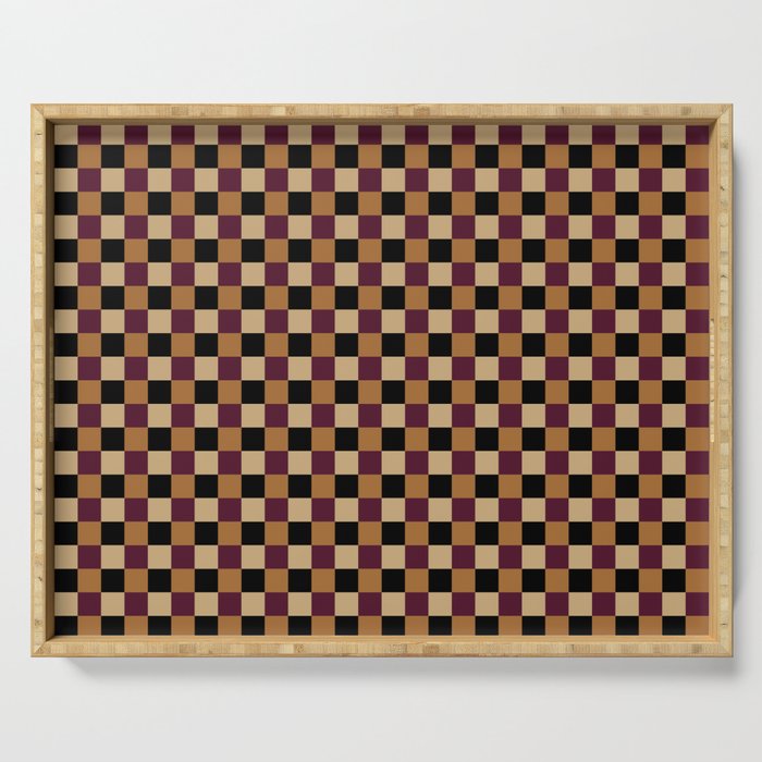 Checkered Multicolor Pattern X Black Orange Berry Serving Tray Gallery Image 1