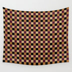Checkered Multicolor Pattern X Black Orange Berry Wall Tapestry Gallery Image 4
