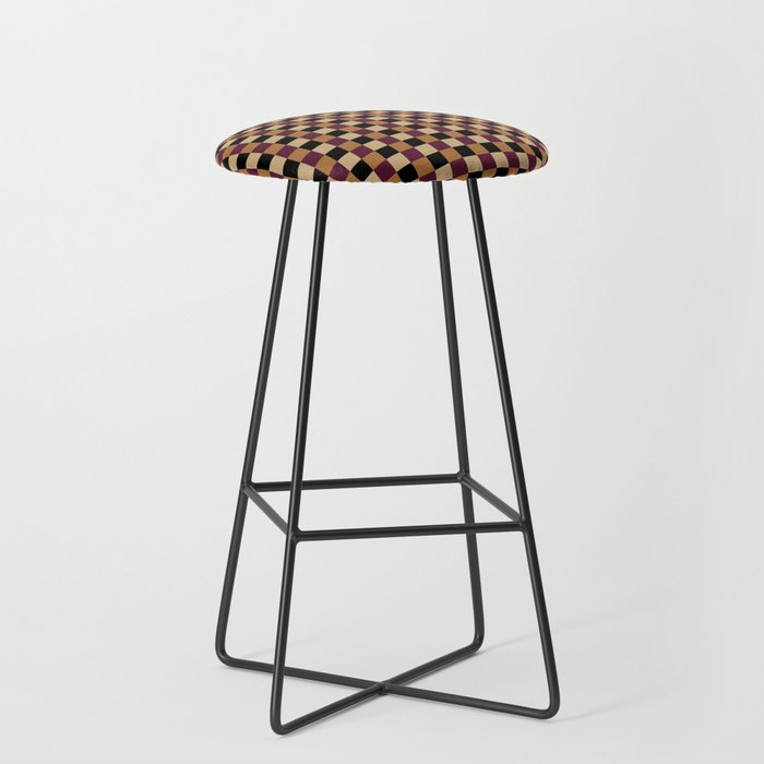 Checkered Multicolor Pattern X Black Orange Berry Stool Gallery Image 1