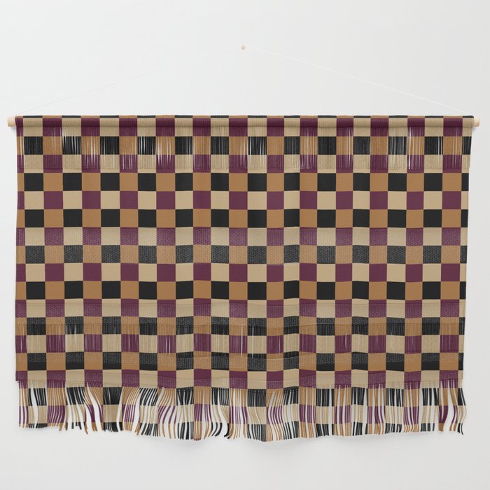 Checkered Multicolor Pattern X Black Orange Berry Wall Hanging Gallery Image 1