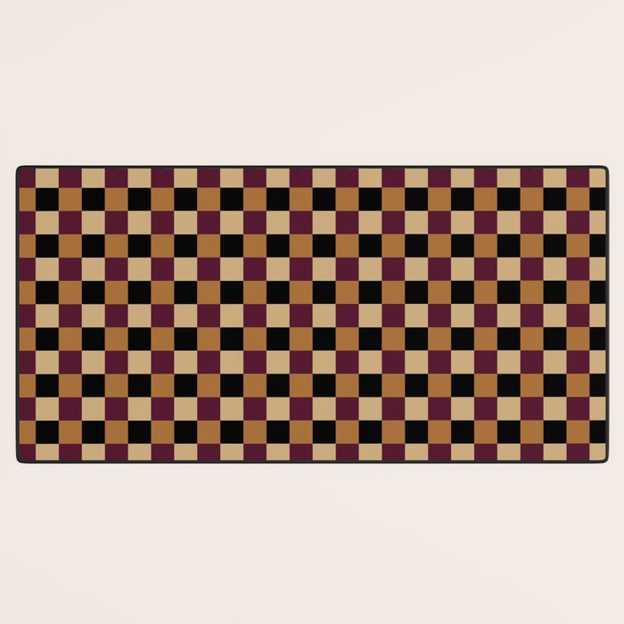 Checkered Multicolor Pattern X Black Orange Berry Desk Mat Gallery Image 3