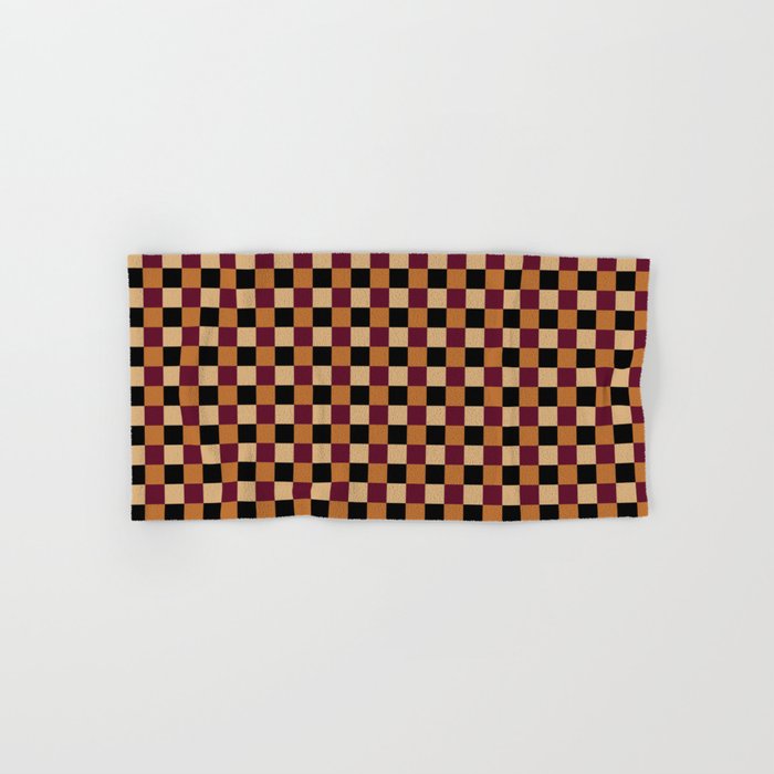 Checkered Multicolor Pattern X Black Orange Berry Bath Towel Gallery Image 1