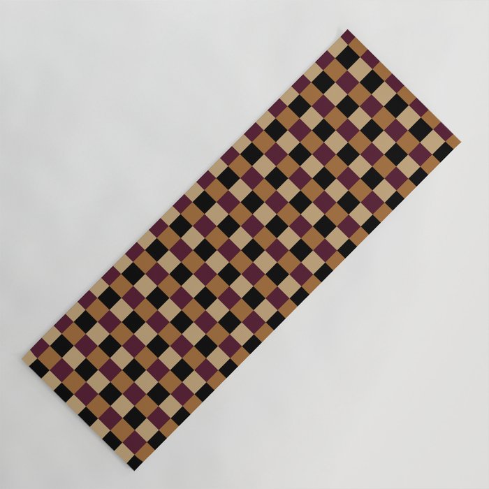 Checkered Multicolor Pattern X Black Orange Berry Yoga Mat Gallery Image 1