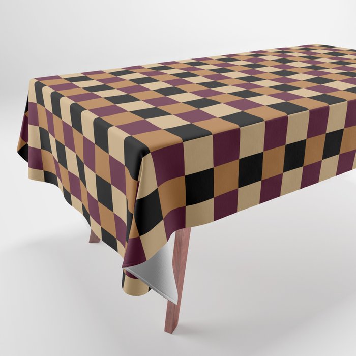 Checkered Multicolor Pattern X Black Orange Berry Tablecloth Gallery Image 1