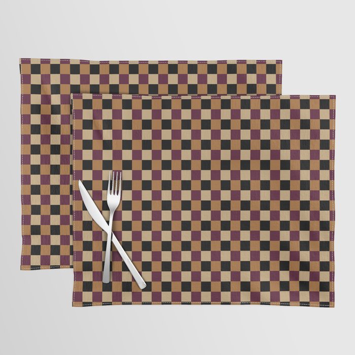 Checkered Multicolor Pattern X Black Orange Berry Placemat Gallery Image 1