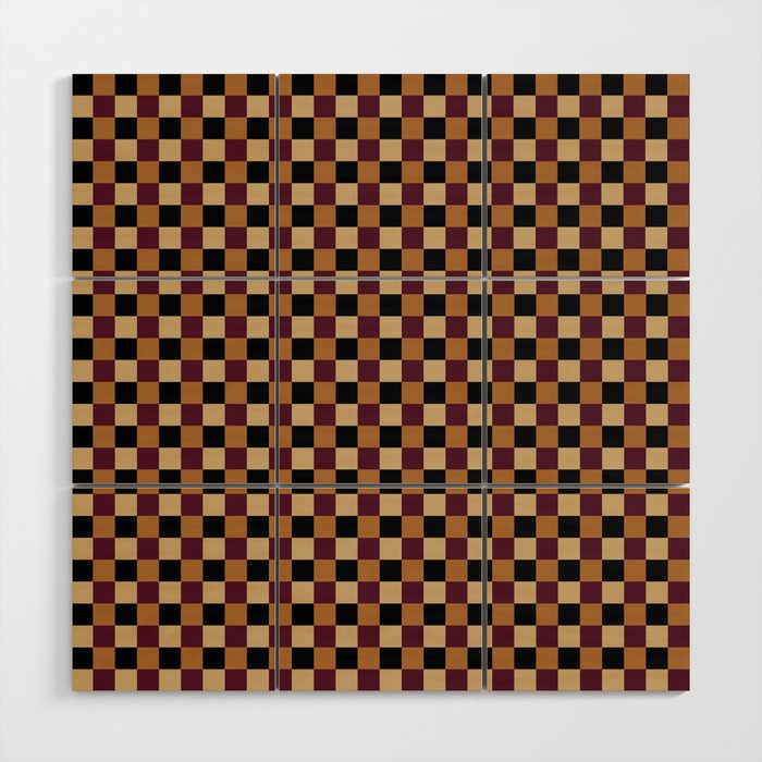 Checkered Multicolor Pattern X Black Orange Berry Wood Wall Art Gallery Image 1