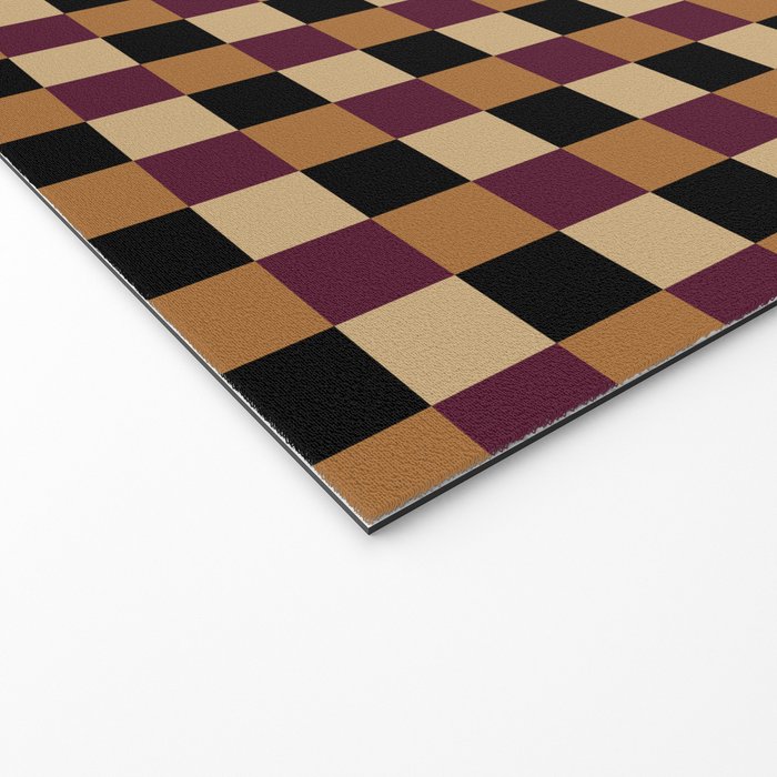 Checkered Multicolor Pattern X Black Orange Berry Welcome Mat Gallery Image 2