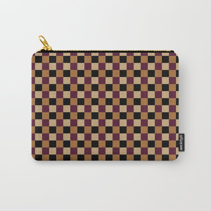 Checkered Multicolor Pattern X Black Orange Berry Carry All Pouch Gallery Image 1
