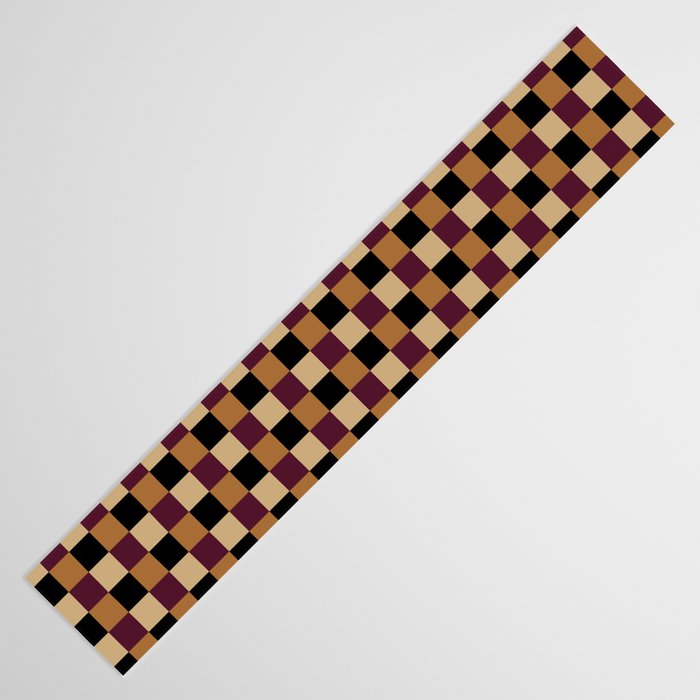 Checkered Multicolor Pattern X Black Orange Berry Table Runner Gallery Image 3
