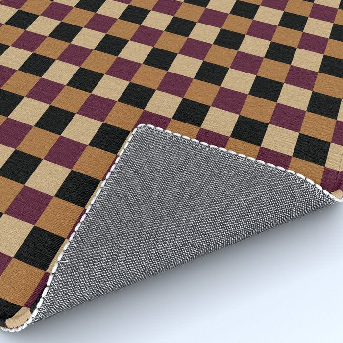 Checkered Multicolor Pattern X Black Orange Berry Rug Gallery Image 4