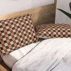 Checkered Multicolor Pattern X Black Orange Berry Pillow Sham Gallery Image 2