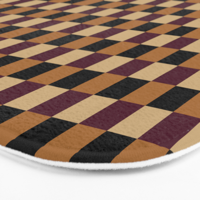 Checkered Multicolor Pattern X Black Orange Berry Bath Mat Gallery Image 3