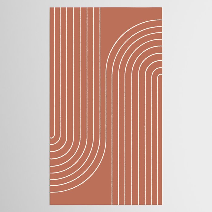 Minimal Line Curvature XCIV Coral Red Mid Century Modern Arch Abstract Tablecloth Gallery Image 2