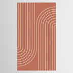 Minimal Line Curvature XCIV Coral Red Mid Century Modern Arch Abstract Tablecloth Gallery Image 2