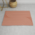 Minimal Line Curvature XCIV Coral Red Mid Century Modern Arch Abstract Rug Gallery Image 1