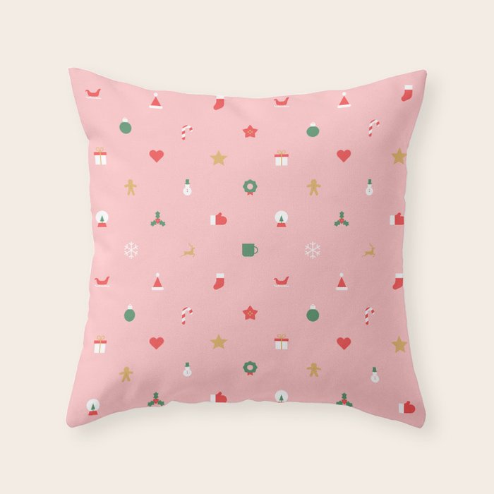 Retro christmas ornament decoration pattern Throw Pillow Gallery Image 1