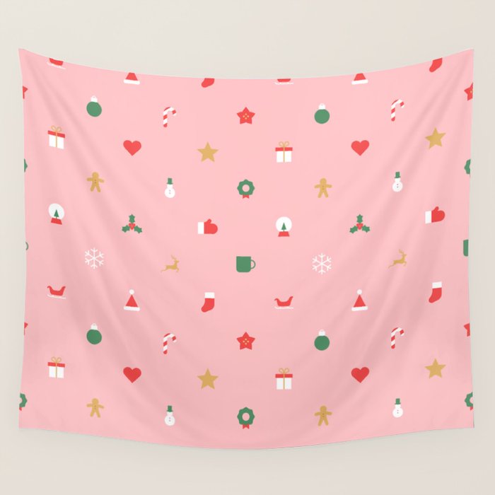 Retro christmas ornament decoration pattern Wall Tapestry Gallery Image 4