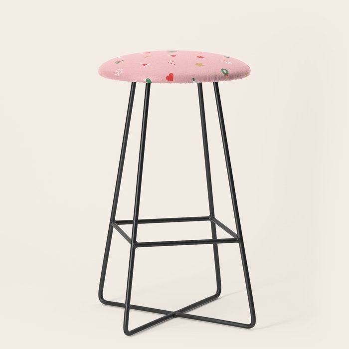 Retro christmas ornament decoration pattern Stool Gallery Image 1