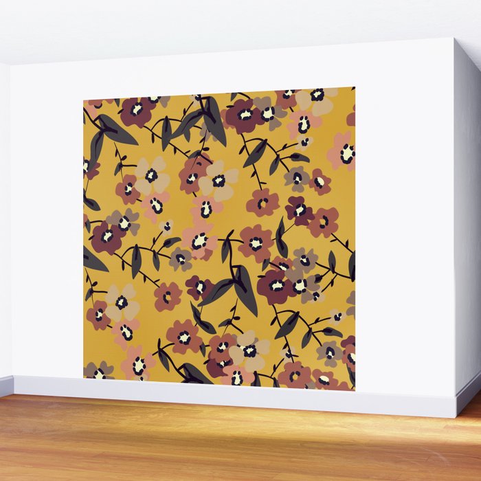  Warm Floral Pattern Wall Mural Gallery Image 2