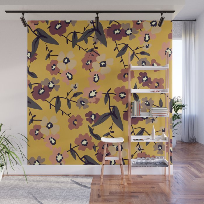  Warm Floral Pattern Wall Mural Gallery Image 1