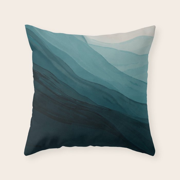 Waves Into The Depths | Wave Texture Design Throw Pillow Gallery Image 6