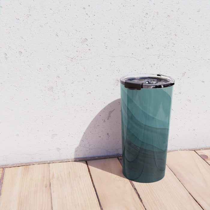 Waves Into The Depths | Wave Texture Design Travel Mug Gallery Image 4